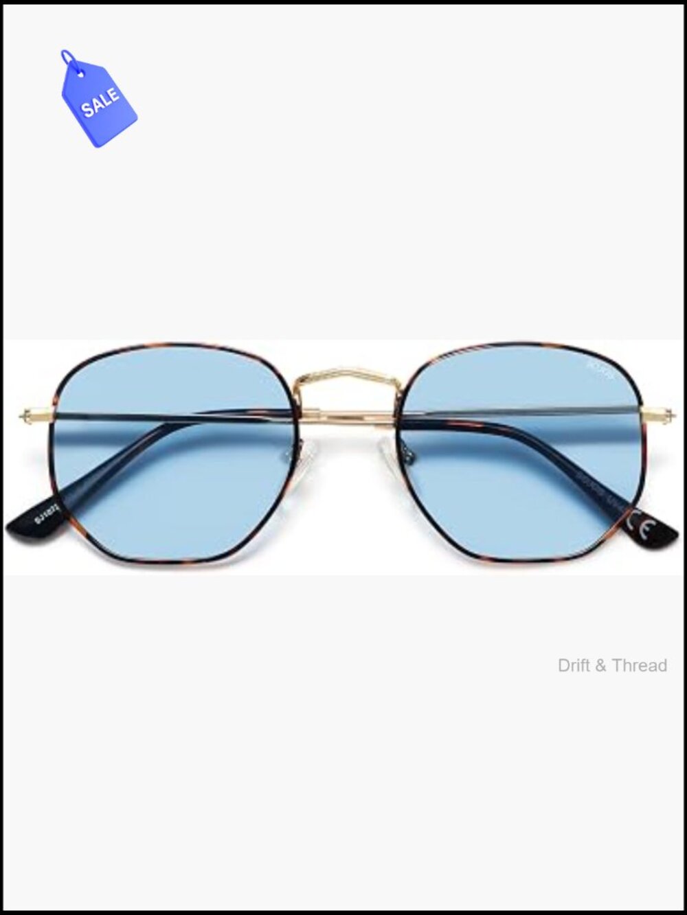 Square Hexagonal Metal Sunglasses Small Uv400 Polarized Unisex